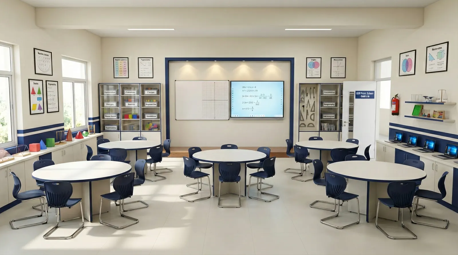 The Mathematics Lab with group activity tables