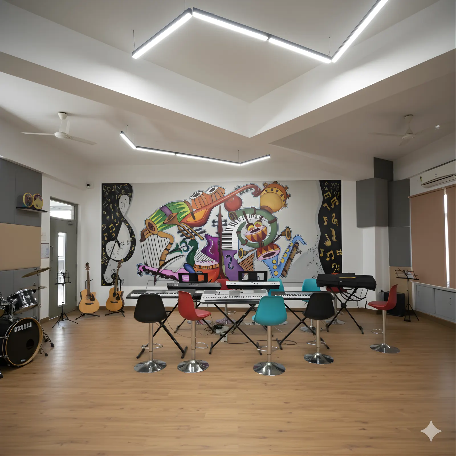 The Music Studio with keyboards and guitars